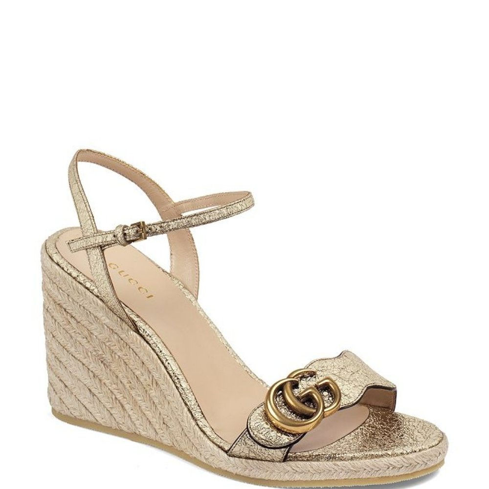 Gucci Women's Aitana Wedge Espadrille Sandals with Double G